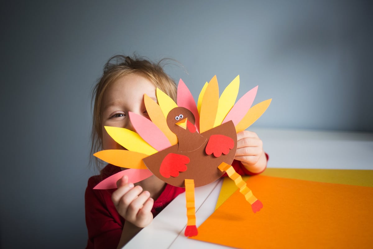 Children creating handmade crafts