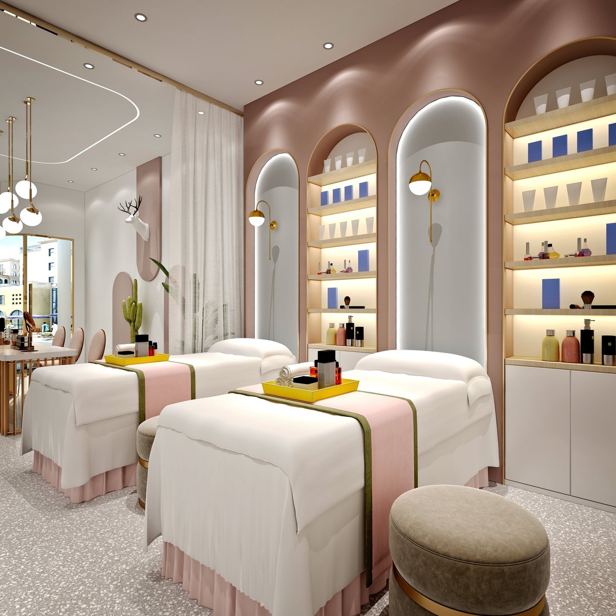 3D Render of luxury spa and massage room