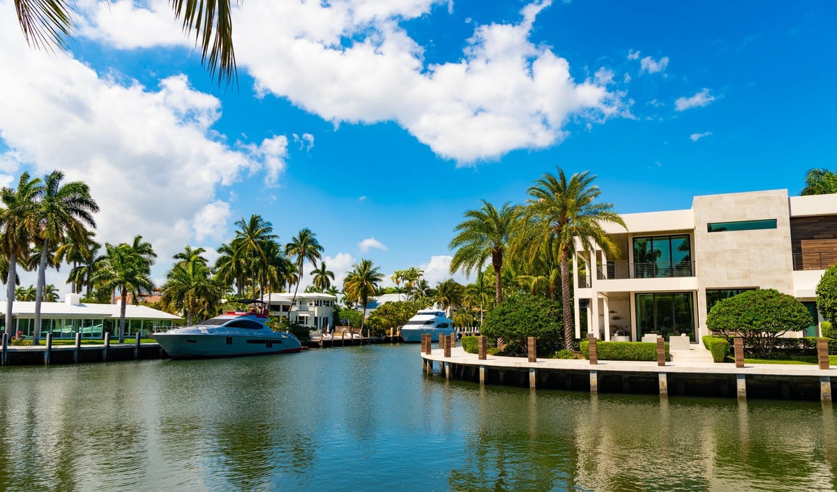 Harbor with yacht