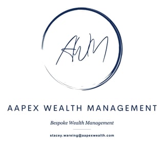 AAPEX Wealth Management business card with handwritten signature, bespoke wealth management tagline, and contact email