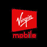 Virgin Mobile logo featuring red rectangular sign with white cursive Virgin text and red mobile word below