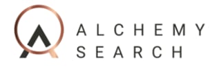 Alchemy Search logo featuring a magnifying glass with an upward arrow symbol inside