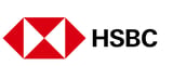 HSBC bank logo featuring a red and white geometric hexagonal symbol with black text