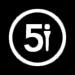 White circular icon displaying the number 5 with an i symbol on black background