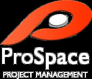 ProSpace Project Management logo with orange curved design and white eye-like shape