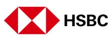 HSBC logo featuring a red geometric lion shape and black text