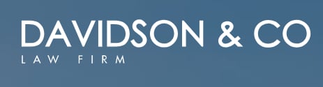 Davidson & Co Law Firm logo on blue background with white text